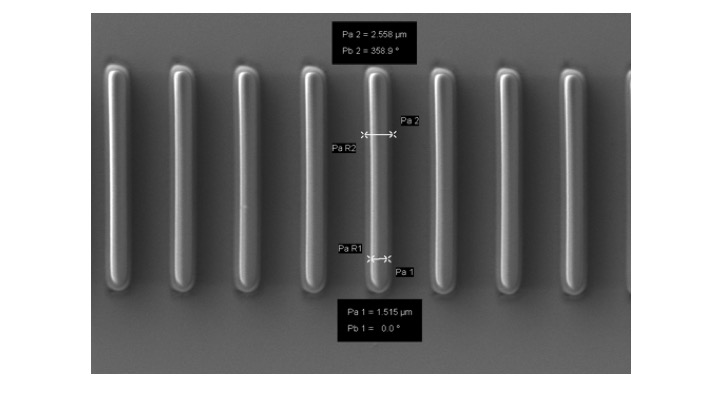1.5 micron channels on a silicon wafer mould made by the Dilase 650