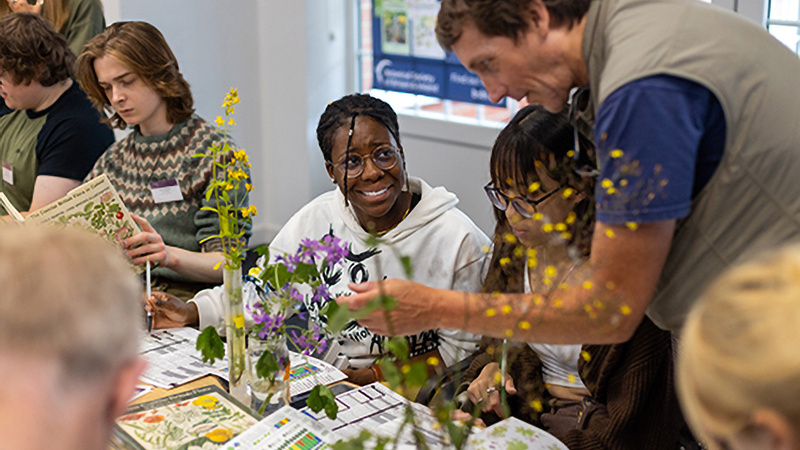 Gatsby Plant Science Summer School students during an interactive lesson exploring British flora.