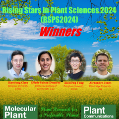 Rising Stars in Plant Sciences 2024 winners, Alexander M Jones (University of Cambridge), Haodong Chen (Tsinghua University), Gözde Sultan Demirer (California Institute of Technology,) and Xiaofeng Fang (Tsinghua University)