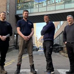 Department of Engineering Design and Technical Team members, From left, Kynan Wright, Thomas Glenday, Dan Boutell, and Barney Coles. Image by Charlotte Hester.